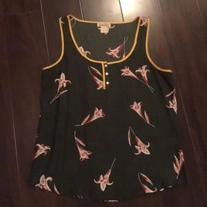 Lucky brand green flower print tank NWOT
